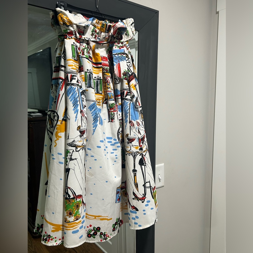 Artistic Print Midi Skirt